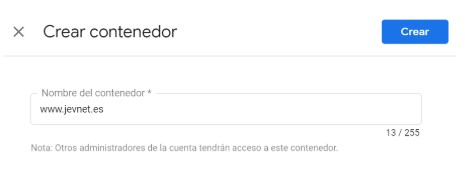 crear contenedor google optimize
